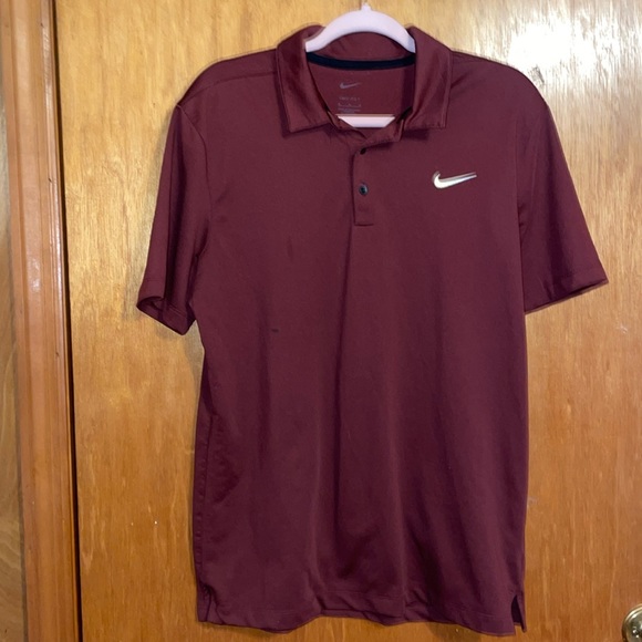 •NIKE•MEN'S MAROON FOOTBALL POLO COLLAR SHIRT SIZE MEDIUM - Picture 9 of 9